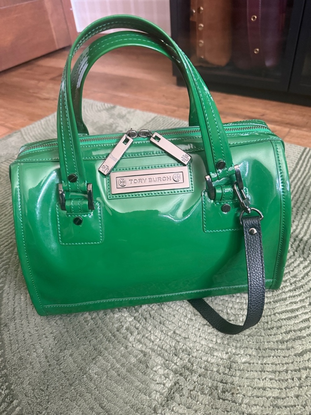 Tory Burch Glossy Green Patent Satchel